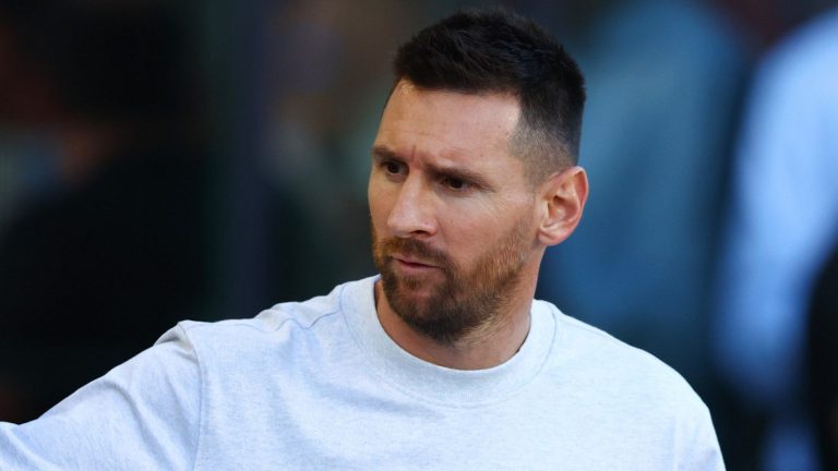 Lionel Messi poses for rare photo with family dog – who hilariously seems to have eyes on his mate drink – as Inter Miami star continues recovery from ankle injury