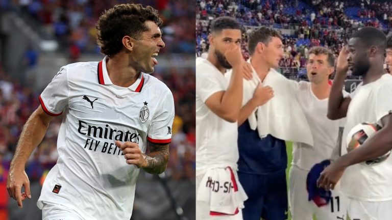 VIDEO: It's a Chelsea thing! Christian Pulisic catches up with his former Blues teammates after starring for AC Milan against Barcelona