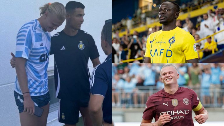 Erling Haaland meets Cristiano Ronaldo & Sadio Mane in surprise visit to Al-Nassr's pre-season camp less than two weeks before Man City kick off new season