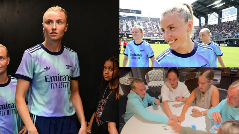 Lionesses star Leah Williamson reflects on U.S. pre-season tour with Arsenal and shares hilarious video of competitive card game with Gunners team-mates