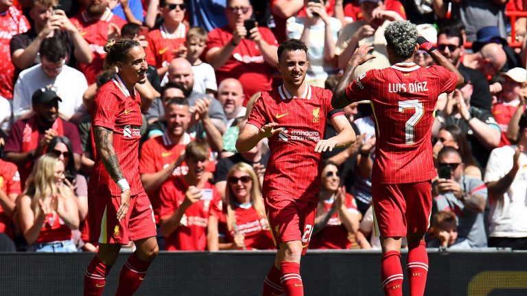 VIDEO: Diogo Jota scores perfect pre-season volley from pinpoint Trent Alexander-Arnold cross as Liverpool host Sevilla at Anfield