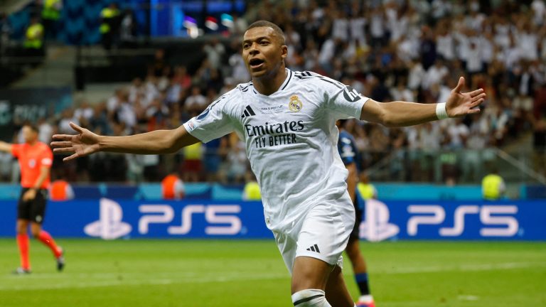 VIDEO: Written in the stars for Kylian Mbappe! Real Madrid's latest Galactico teed up by Jude Bellingham to bag debut goal against Atalanta in UEFA Super Cup