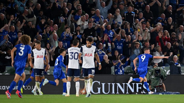 VIDEO: Jamie Vardy savagely taunts Tottenham fans and engages in X-rated spat with Cristian Romero after scoring for Leicester against Tottenham