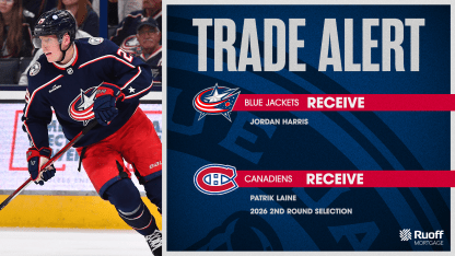 CBJ acquire defenseman Jordan Harris from Montreal in exchange for Patrik Laine and a second-round pick.